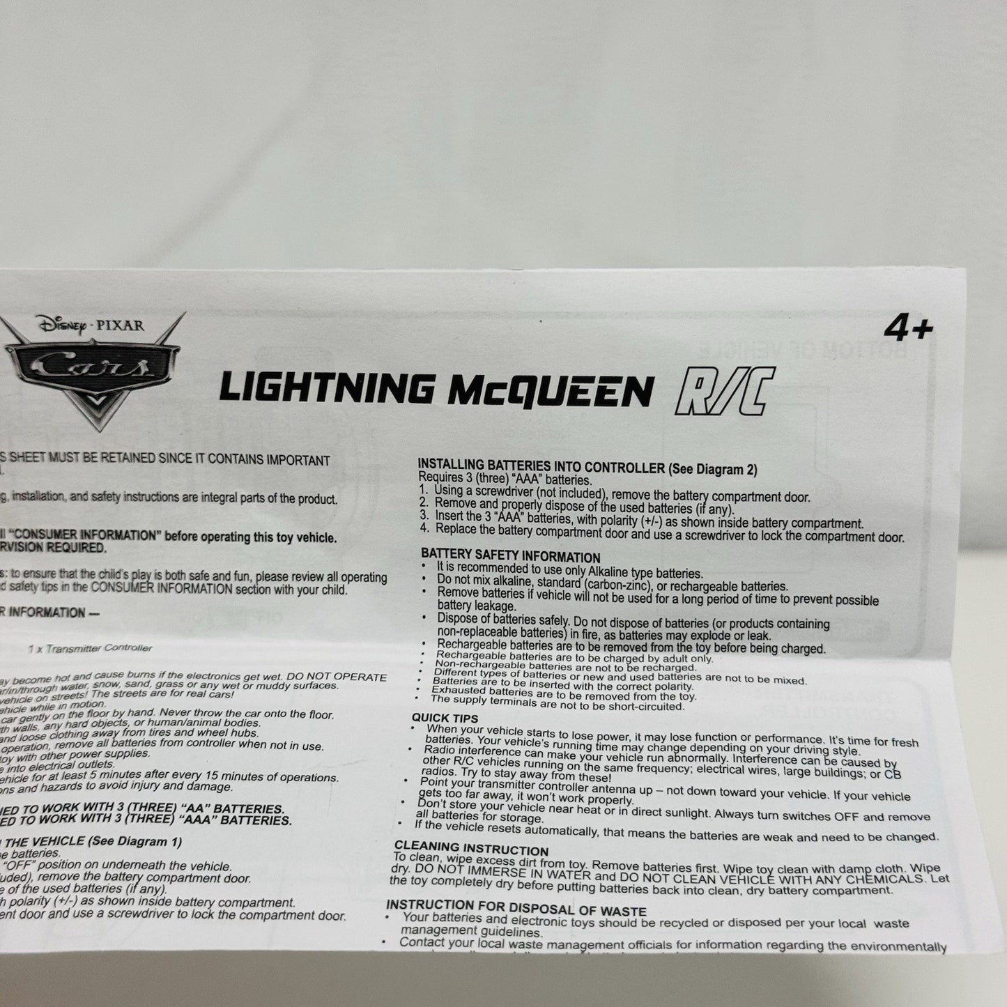 Disney Pixar Cars - 1:24 XRS MUD RACING LIGHTNING MCQUEEN REMOTE CONTROL RC NEW*