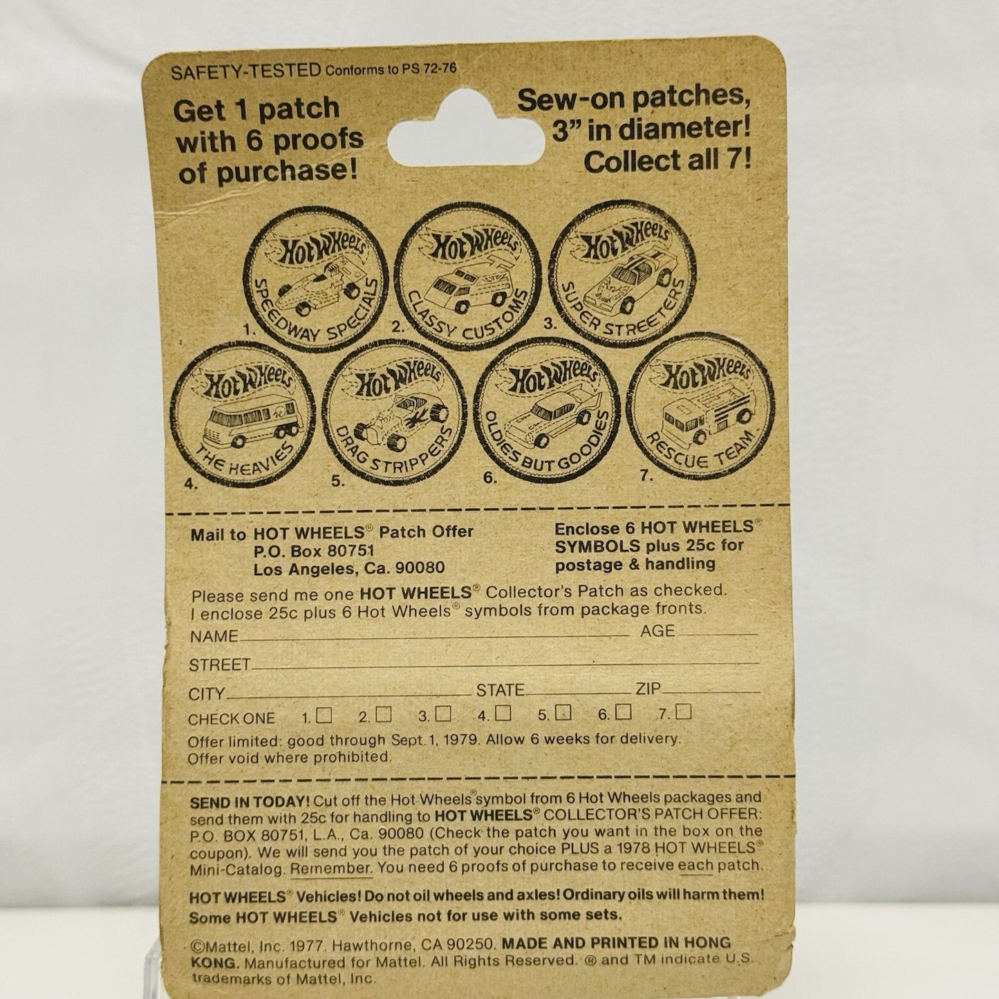 Hot Wheels - SPEEDWAY SPECIALS GREASED GREMLIN NO. 2502 1977 PATCH CARD - 1:64