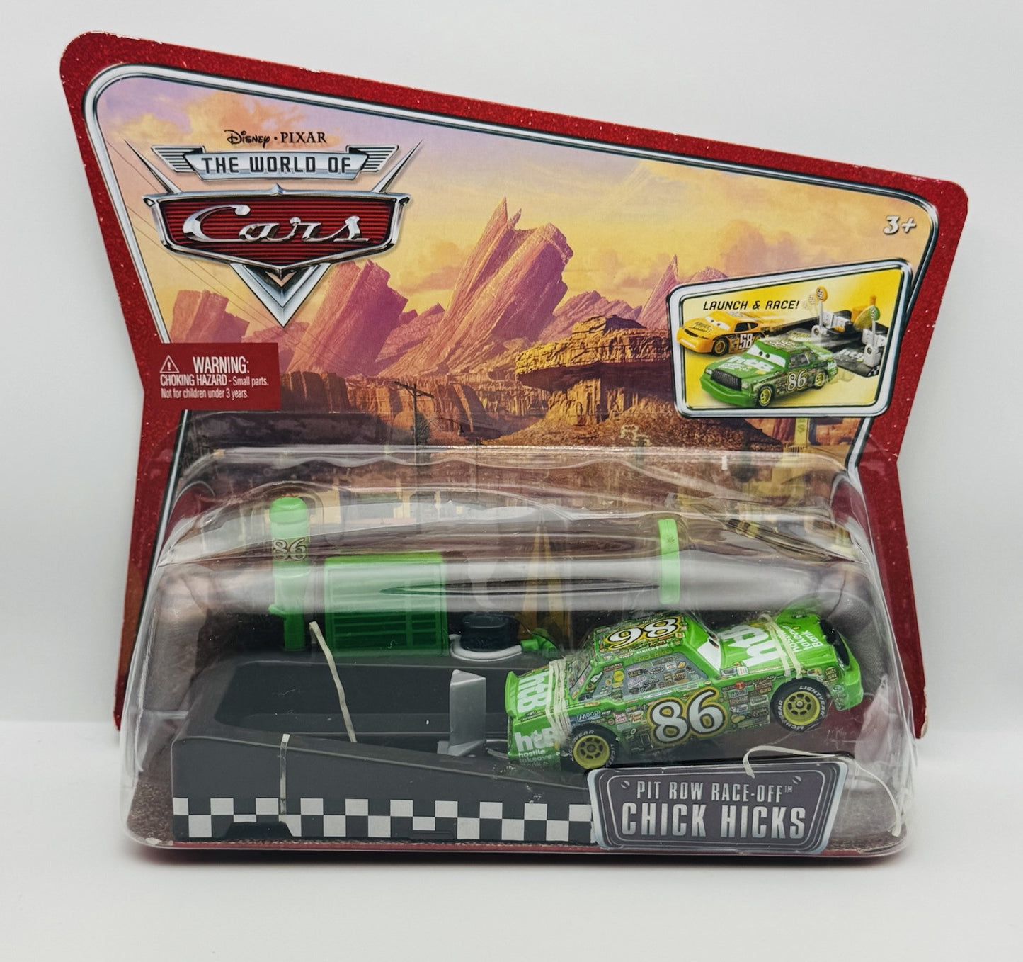 Disney Pixar Cars - PIT ROW RACE-OFF LAUNCHER CHICK HICKS - 1:55 Diecast