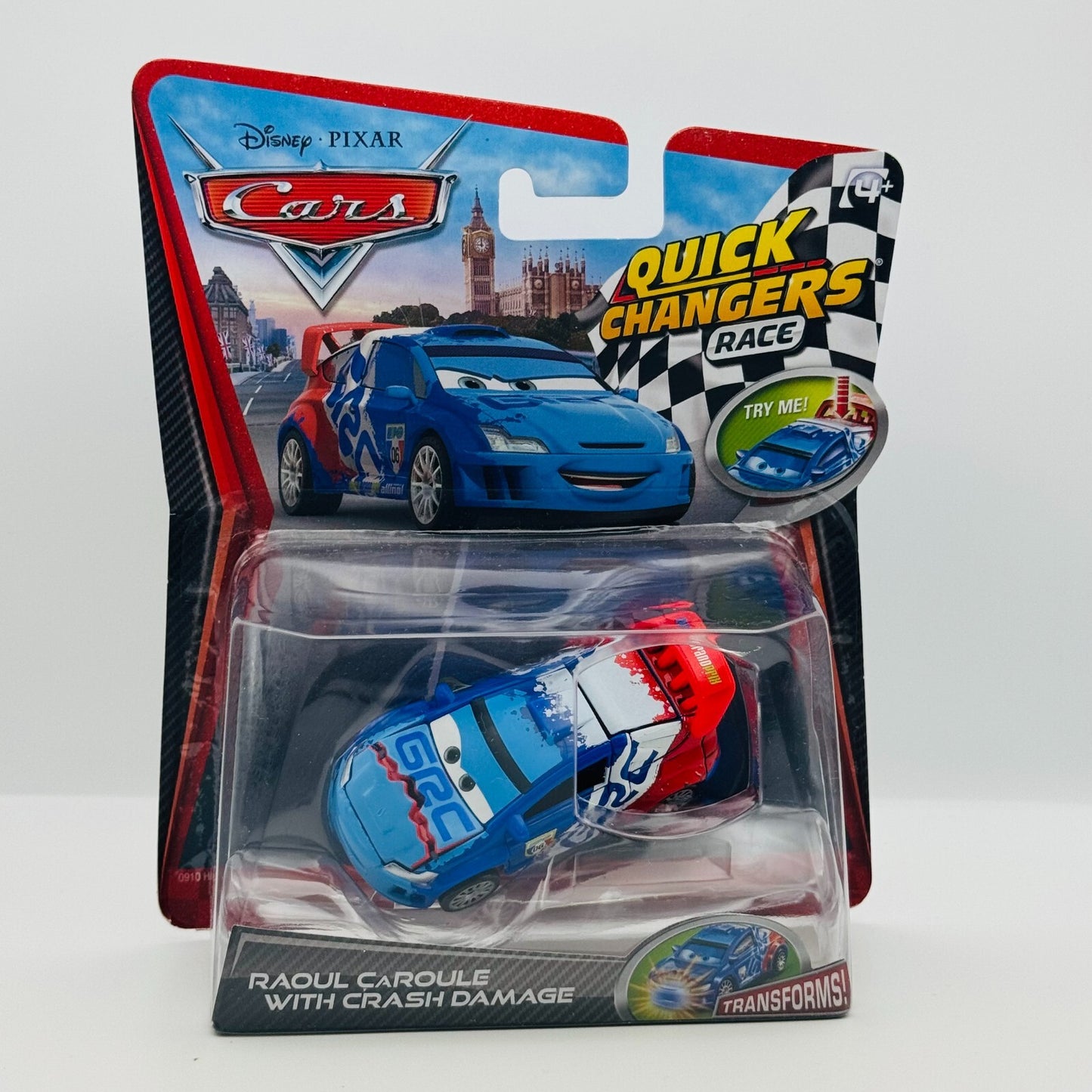 Disney Pixar Cars - RAOUL CAROULE WITH CRASH DAMAGE QUICK CHANGERS - 1:55 Scale