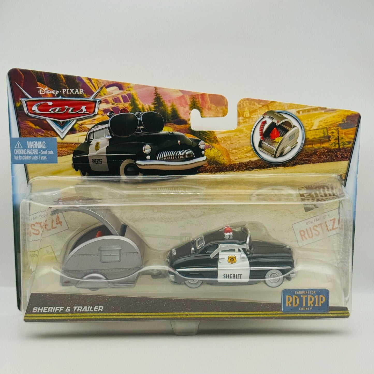 Disney Pixar Cars - ROAD TRIP SHERIFF & TRAILER RD TR1P - 1:55 Diecast *RARE*