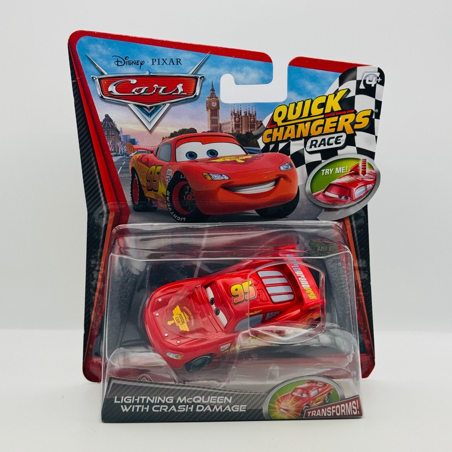 Disney Pixar Cars - McQUEEN WITH CRASH DAMAGE QUICK CHANGERS 2012 - 1:55 Scale