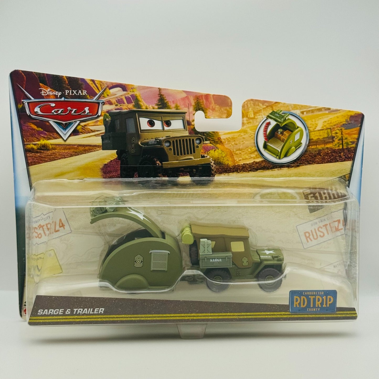 Disney Pixar Cars - ROAD TRIP SARGE & TRAILER RD TR1P - 1:55 Diecast *RARE*