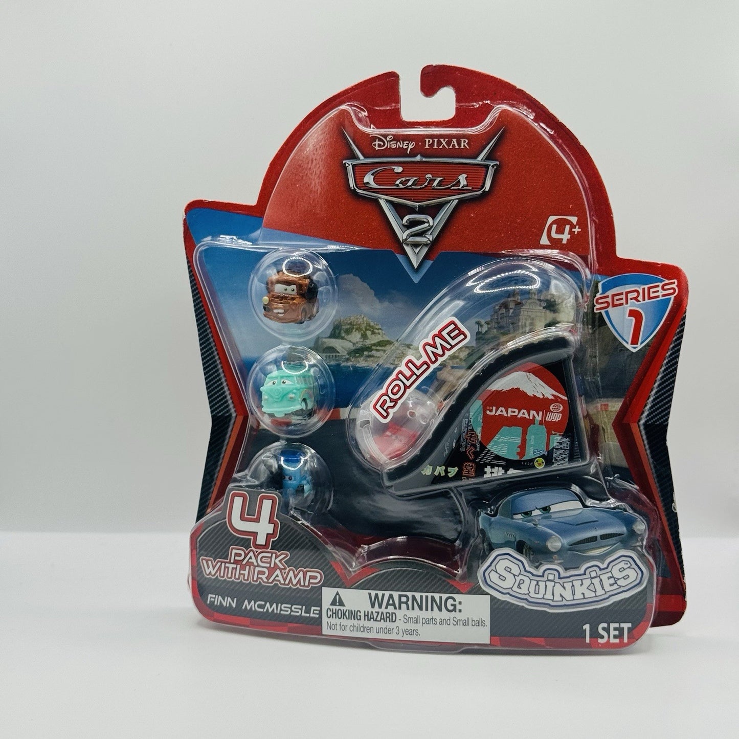 Disney Pixar Cars - SQUINKIES - JAPAN SERIES 1 Fillmore Guido Mater 4-PK + Ramp