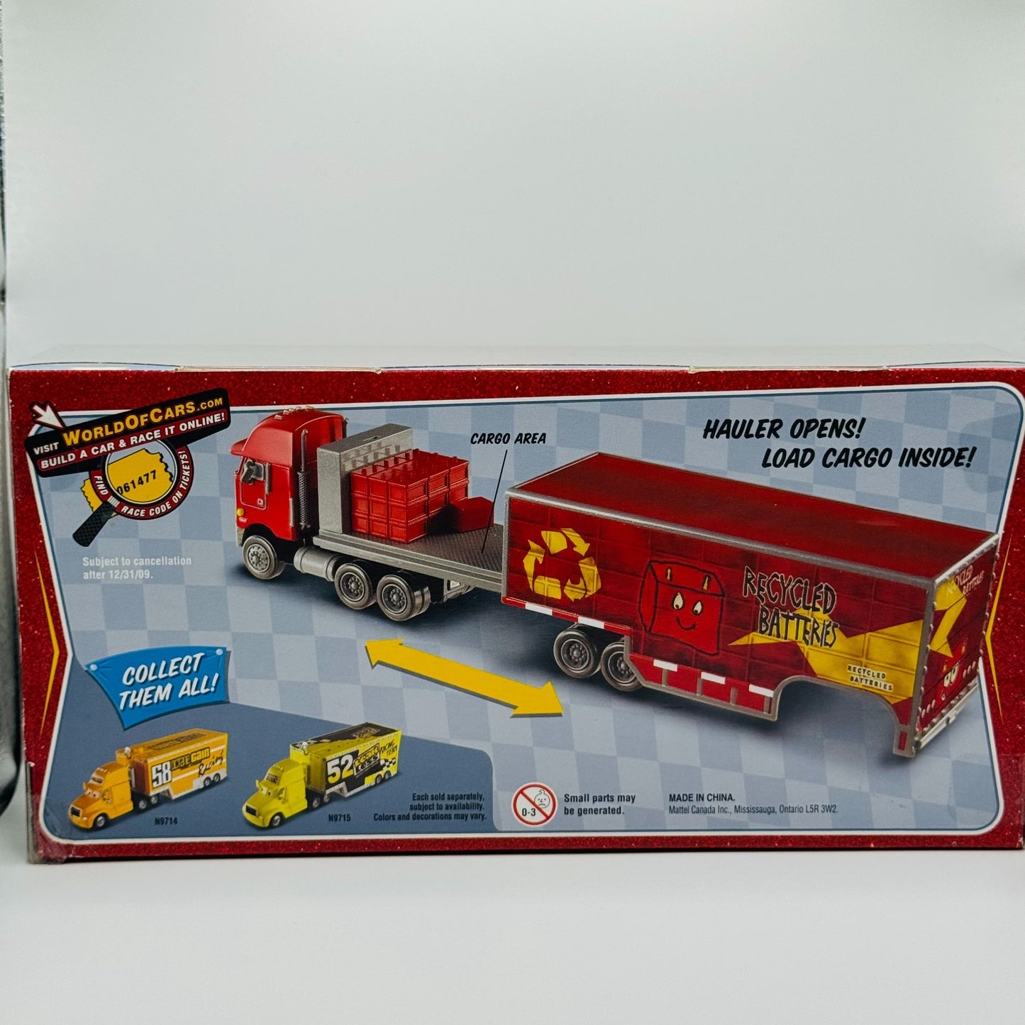 Disney Pixar Cars JERRY RECYCLED BATTERIES HAULER Race O Rama 2009 1:55 Diecast