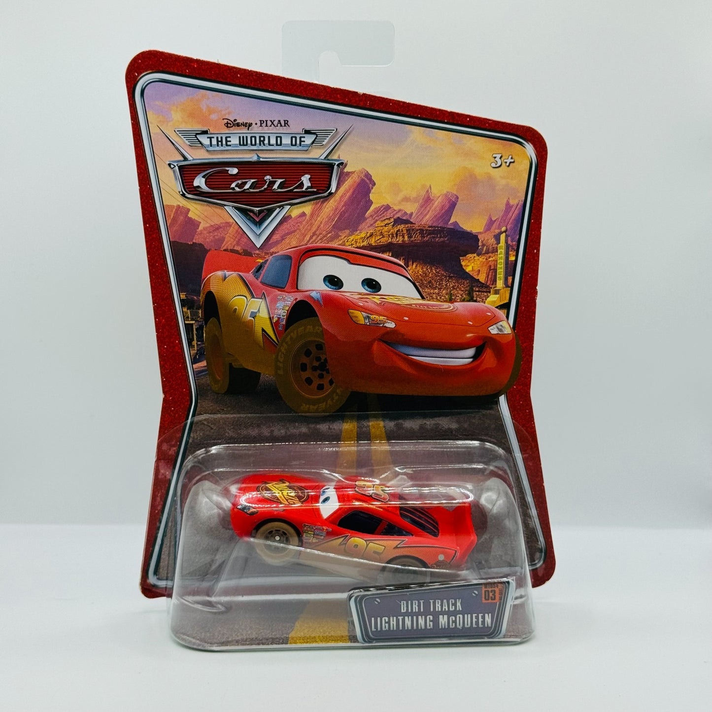 Disney Pixar Cars - DIRT TRACK LIGHTNING MCQUEEN World Of Cars 2008 1:55 Diecast