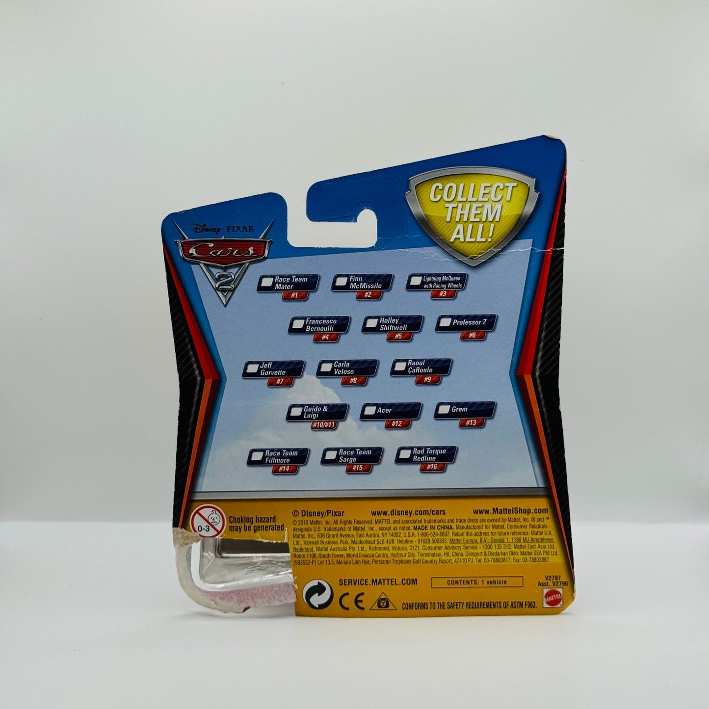 Disney Pixar Cars - WGP McQUEEN WITH RACING WHEELS Cars 2 2011 - 1:55 Diecast