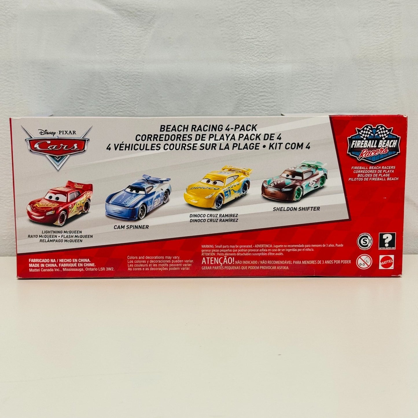 Disney Pixar Cars - FIREBALL BEACH RACERS 4PK CAM SHELDON MCQUEEN - 1:55 Diecast