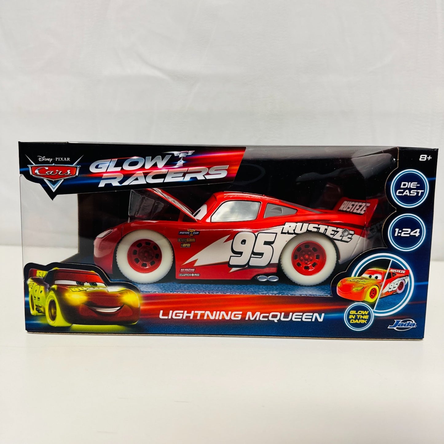 Disney Pixar Cars - JADA GLOW RACERS LIGHTNING MCQUEEN *VERY RARE*- 1:24 Diecast