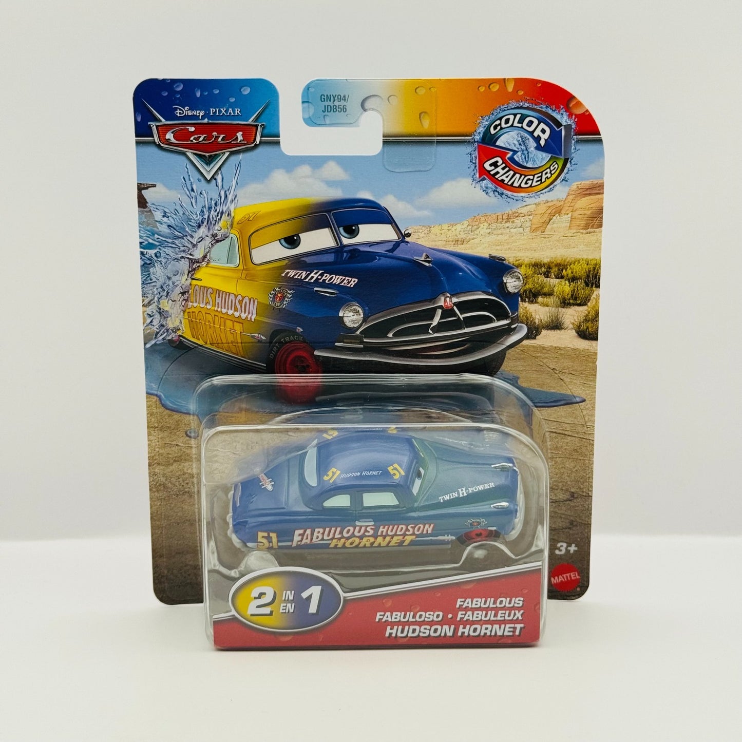 Disney Pixar Cars - COLOR CHANGERS FABULOUS HUDSON HORNET YELLOW/BLUE 1:55 Scale