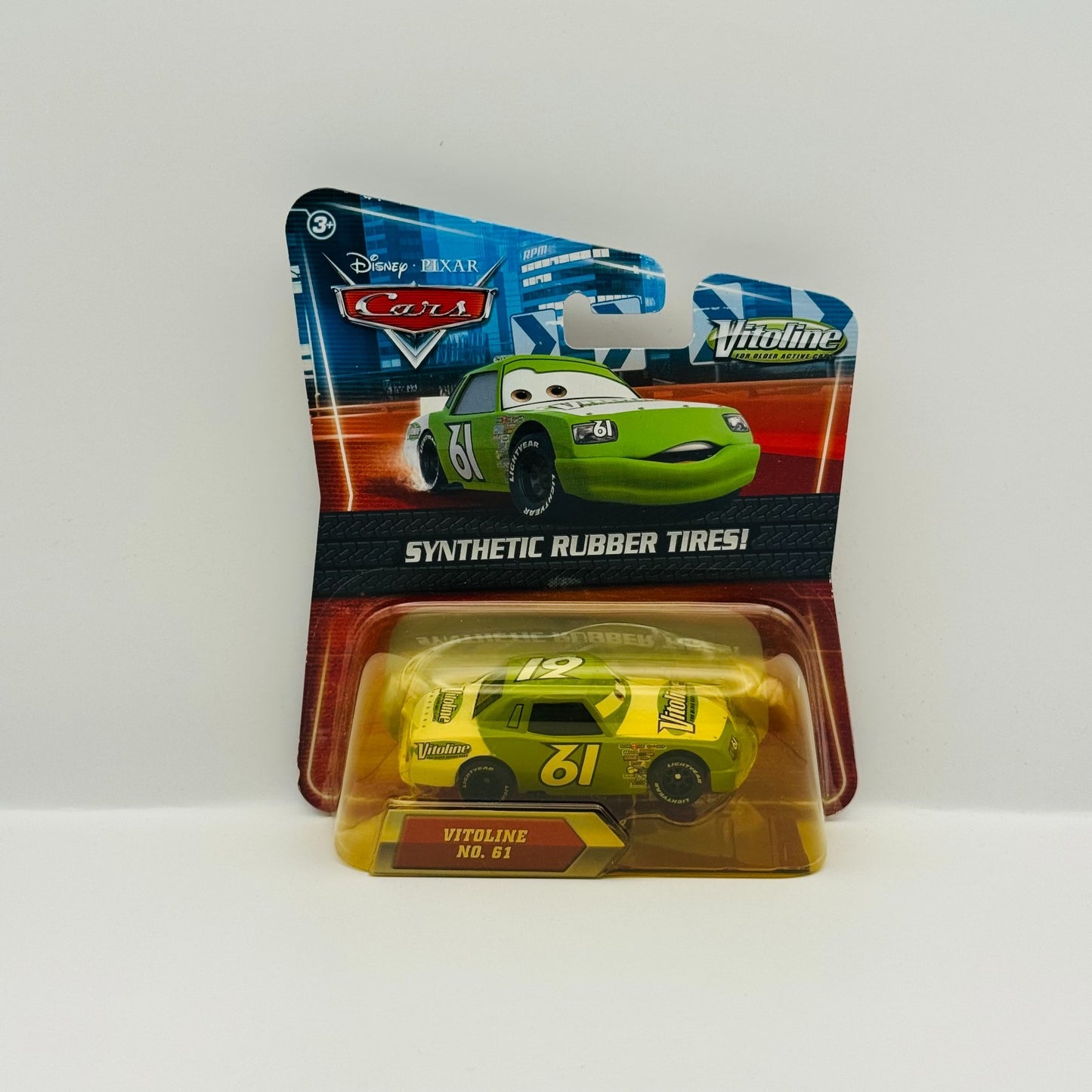 Disney Pixar Cars - JAMES CLEANAIR VITOLINE Rubber Tires Piston Cup 1:55 Diecast
