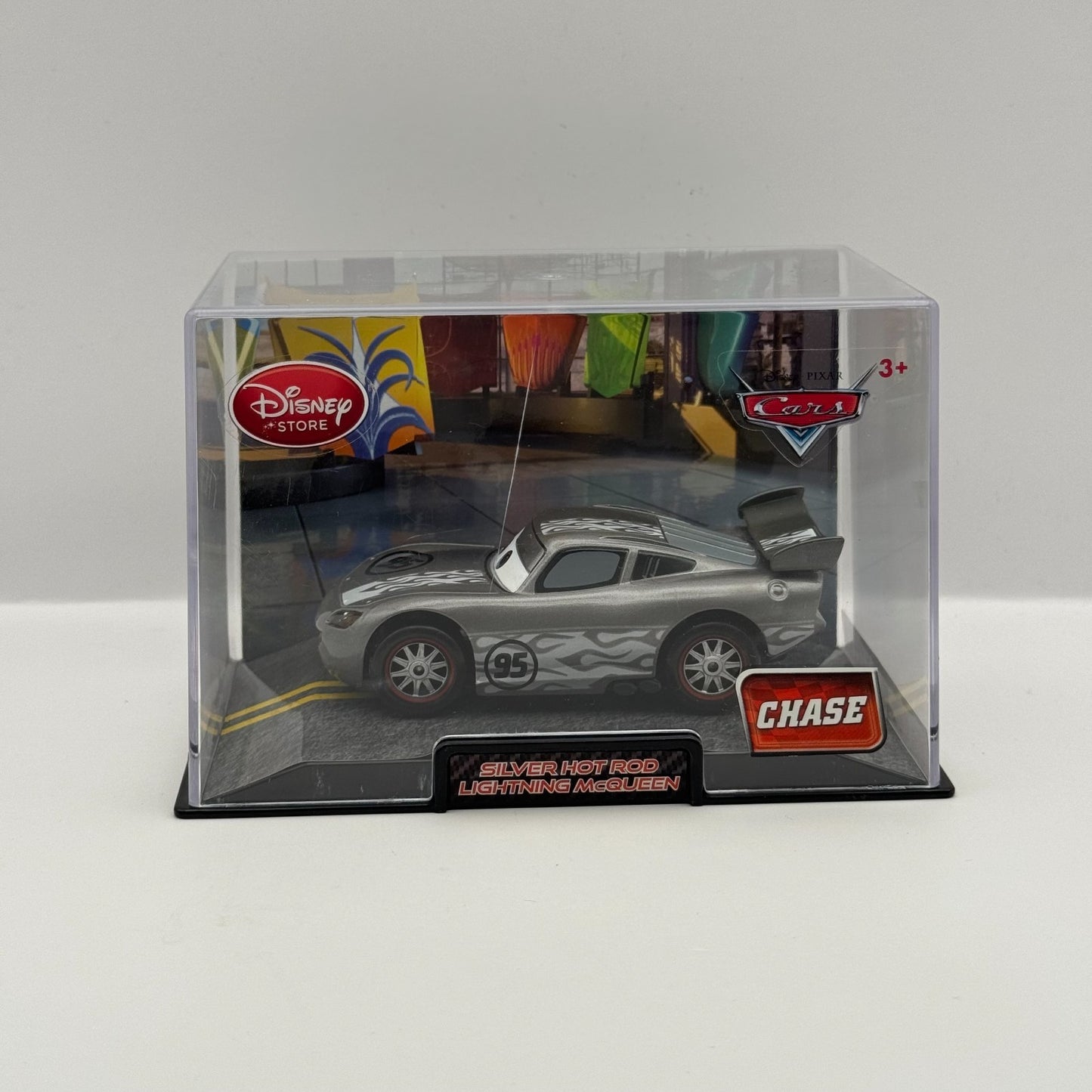 Disney Pixar Cars - SILVER HOT ROD MCQUEEN CHASE Disney Store - 1:43 Diecast