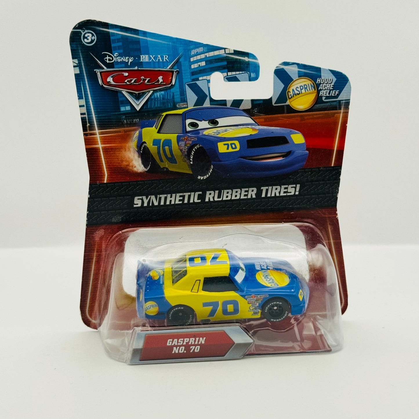 Disney Pixar Cars - GASPRIN FLOYD MULVIHILL Rubber Tires Piston Cup 1:55 Diecast