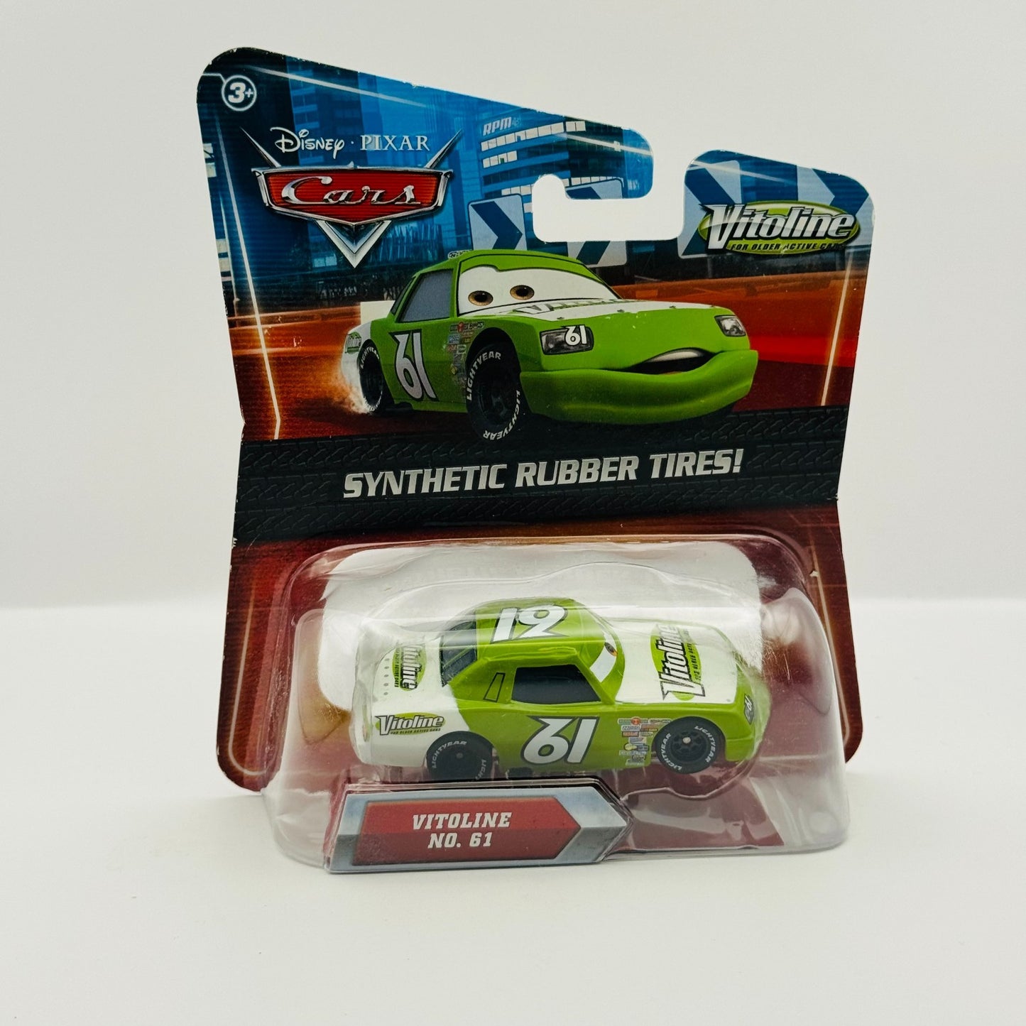 Disney Pixar Cars - JAMES CLEANAIR VITOLINE Rubber Tires Piston Cup 1:55 Diecast