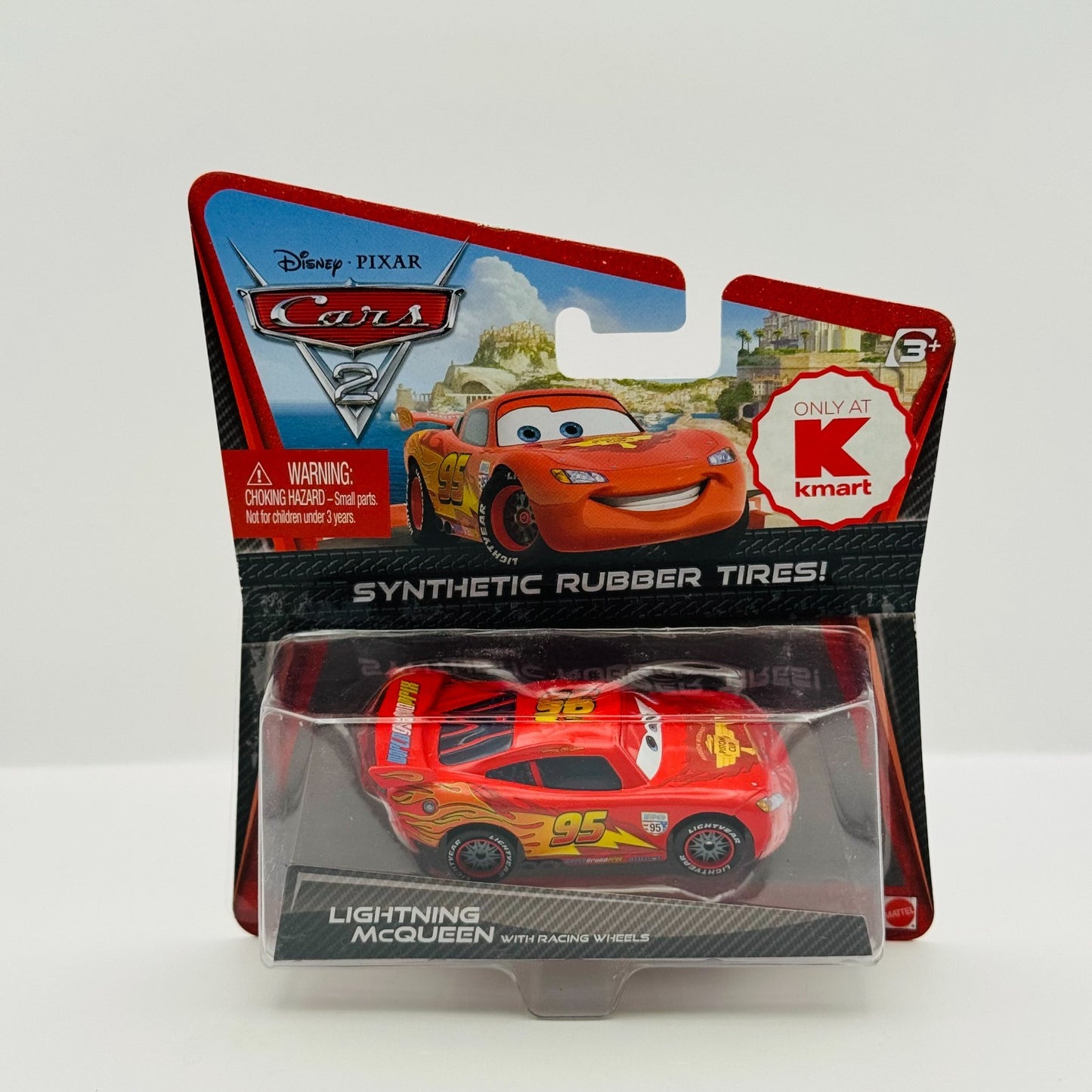 Disney Pixar Cars - WGP LIGHTNING MCQUEEN RUBBER TIRES Cars 2 2011- 1:55 Diecast