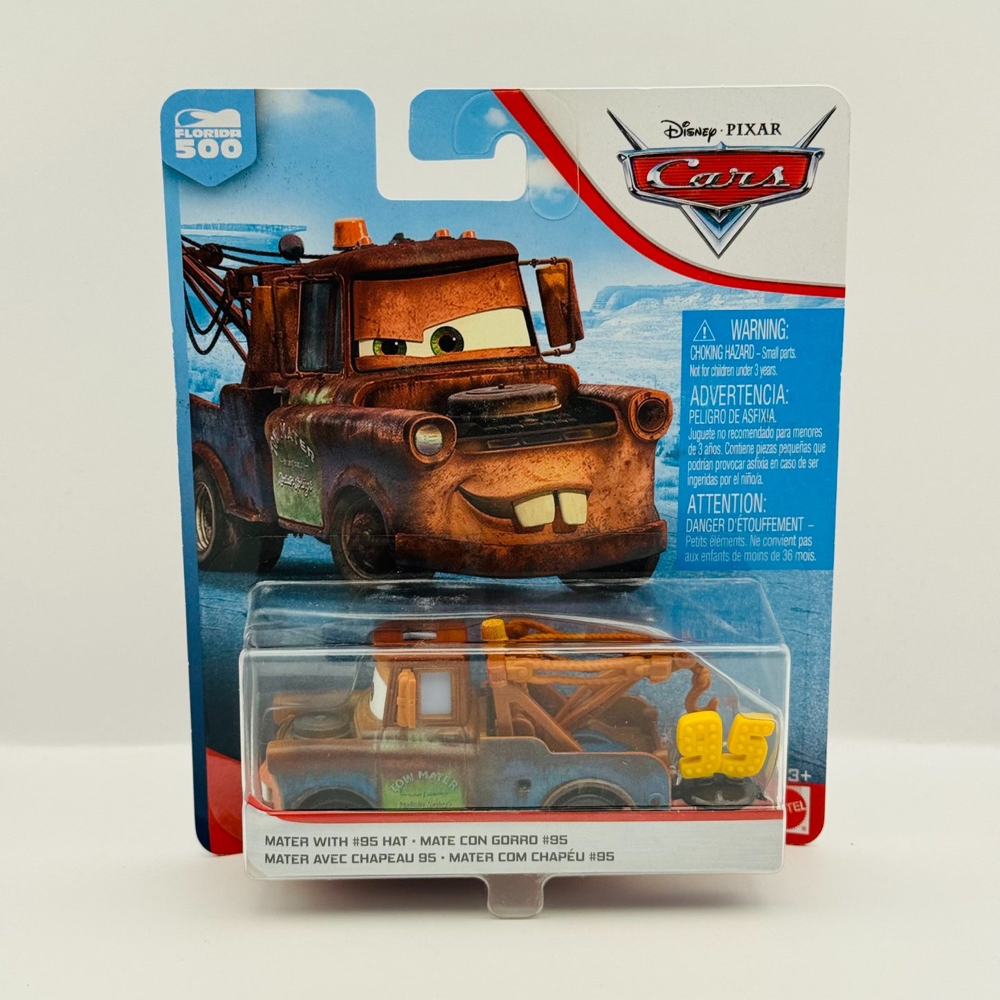 Disney Pixar Cars MATER WITH #95 HAT Florida 500 Blue Desert 2020 1:55 Diecast