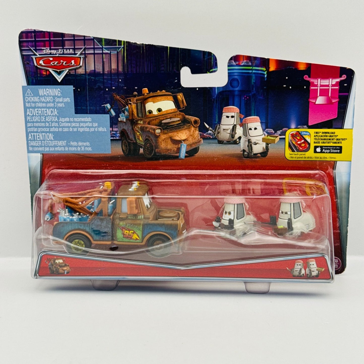 Disney Pixar Cars MATER WITH ALLINOL CANS EDAMAME & DAISU TSASHIMI 1:55 Diecast