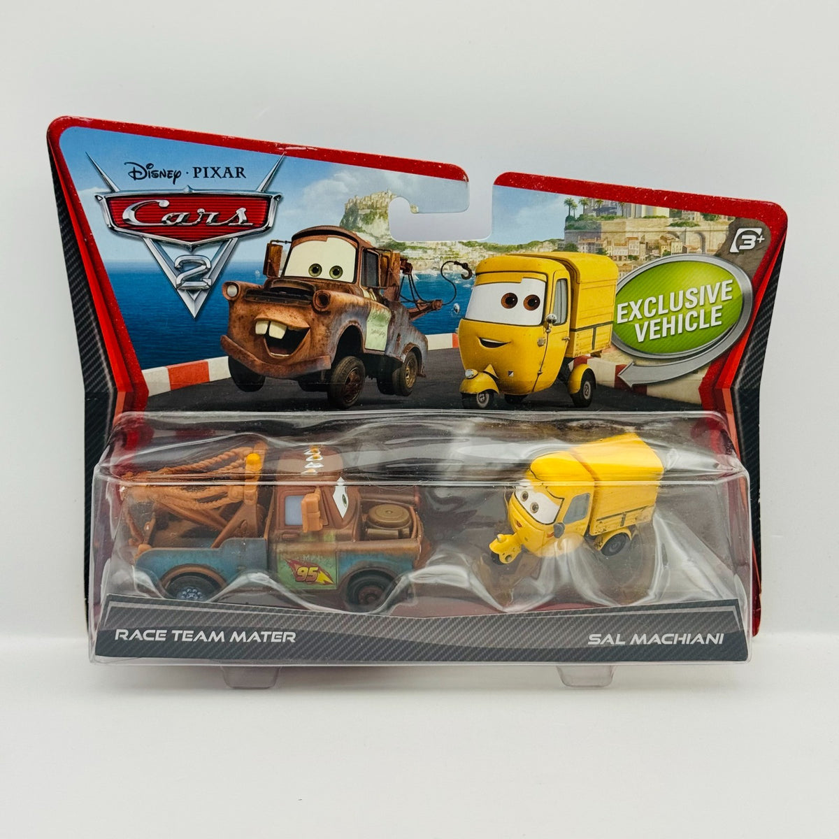 Disney Pixar Cars - RACE TEAM MATER & SAL MACHIANI APE Cars 2 2011 1:55 Diecast