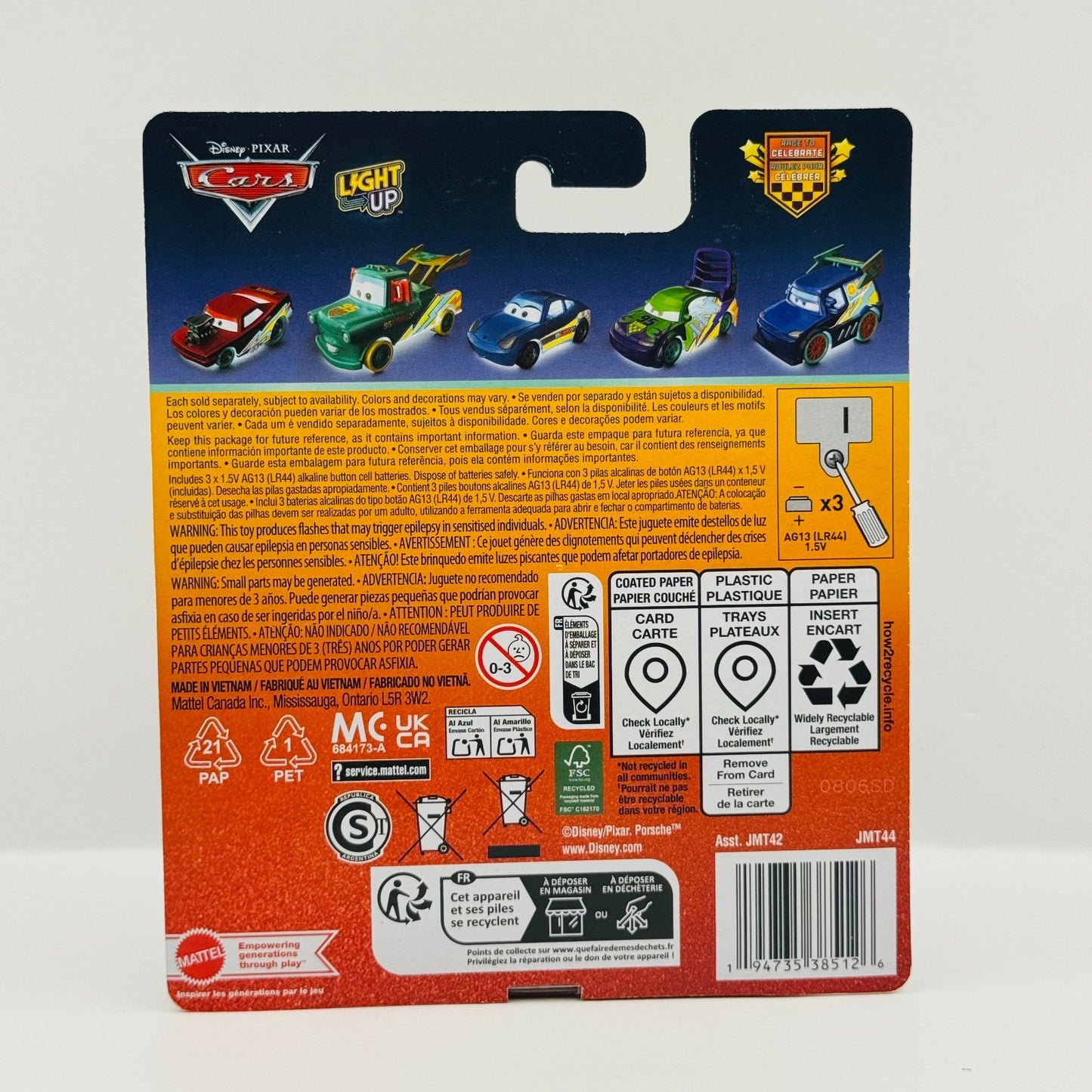 Disney Pixar Cars - RACE TO CELEBRATE LIGHT-UP LIGHTNING MCQUEEN - 1:55 Scale