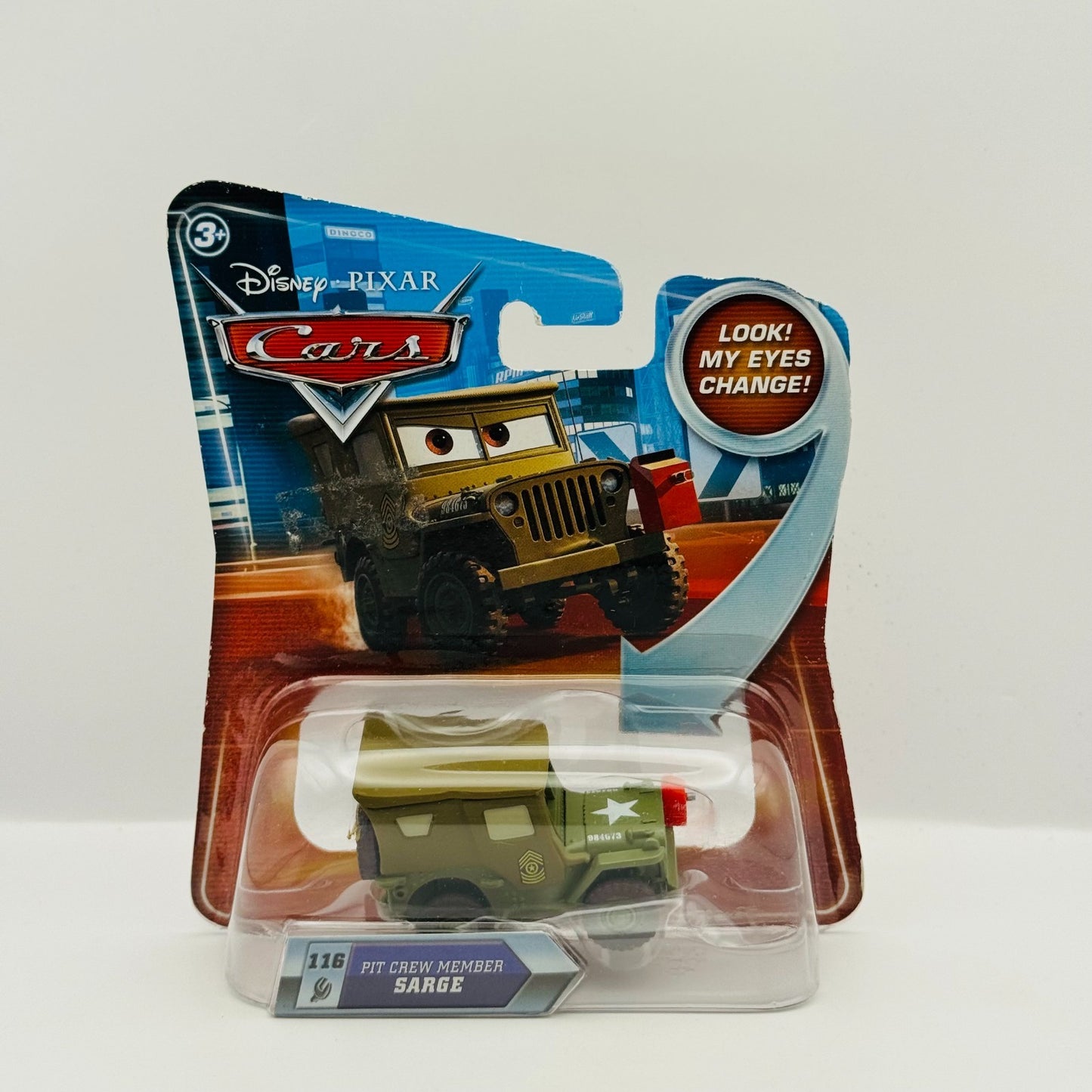 Disney Pixar Cars - LENTICULAR PIT CREW MEMBER SARGE Eyes Change - 1:55 Diecast