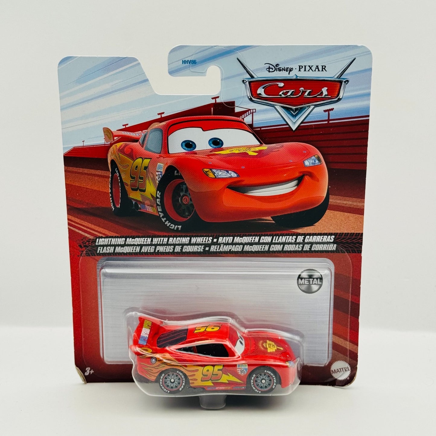 Disney Pixar Cars - CARS 2 WGP LIGHTNING MCQUEEN WITH RACING WHEELS 1:55 Diecas