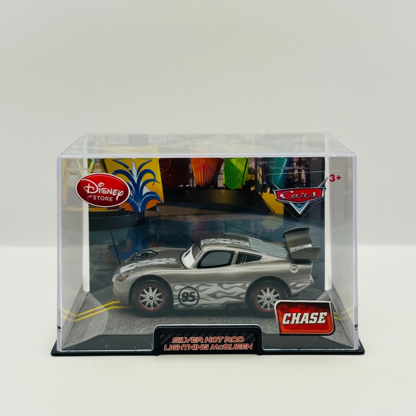 Disney Pixar Cars - SILVER HOT ROD MCQUEEN CHASE Disney Store - 1:43 Diecast