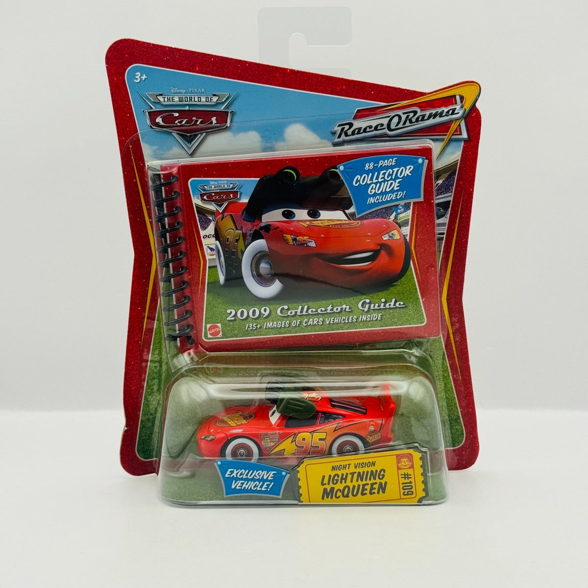 Disney Pixar Cars - NIGHT VISION MCQUEEN & COLLECTOR GUIDE 2009 - 1:55 Diecast