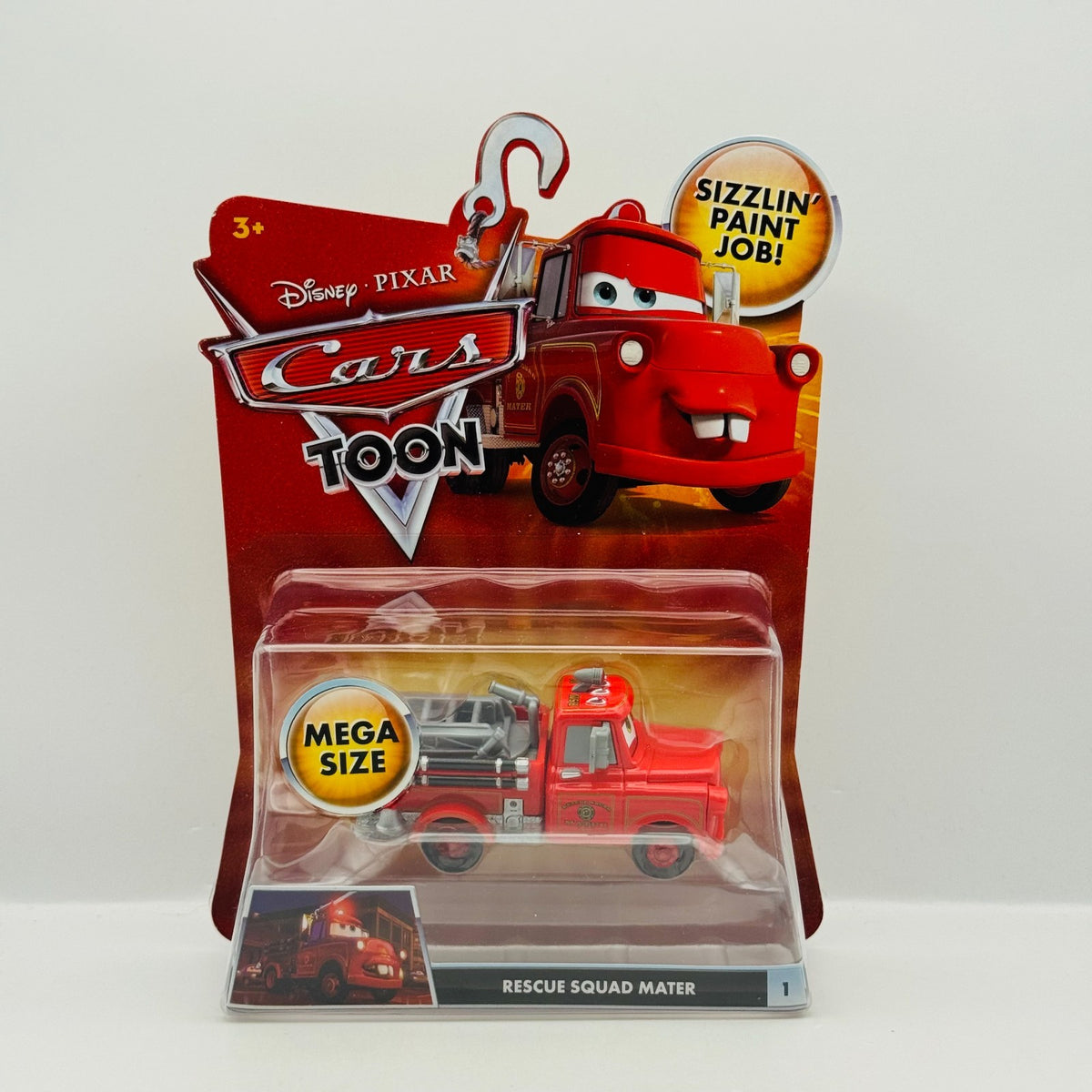 Disney Pixar Cars Toon - RESCUE SQUAD MATER #1 FIRE TRUCK Mega Size 1:55 Diecast
