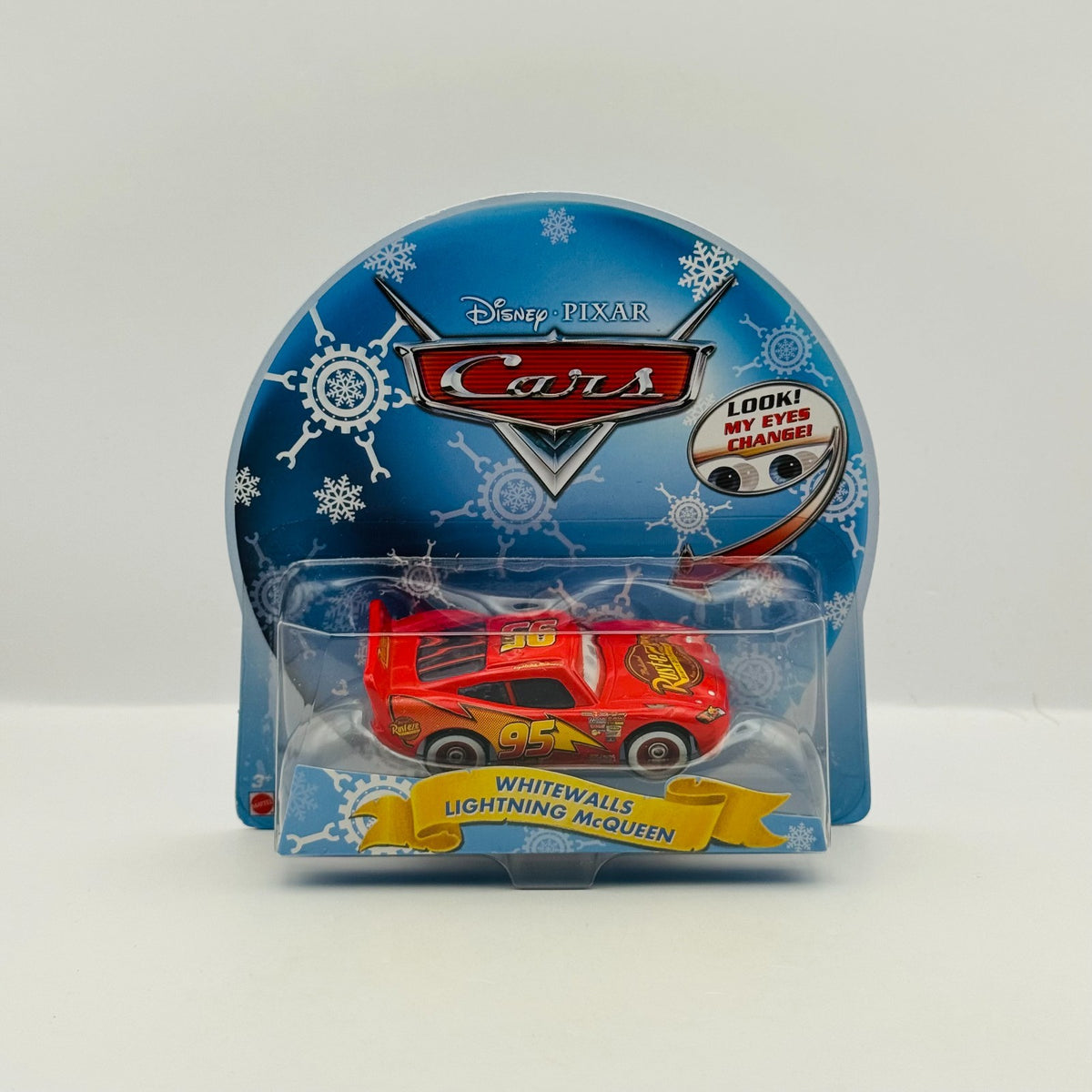 Disney Pixar Cars - LENTICULAR WHITEWALLS MCQUEEN Eyes Christmas - 1:55 Diecast