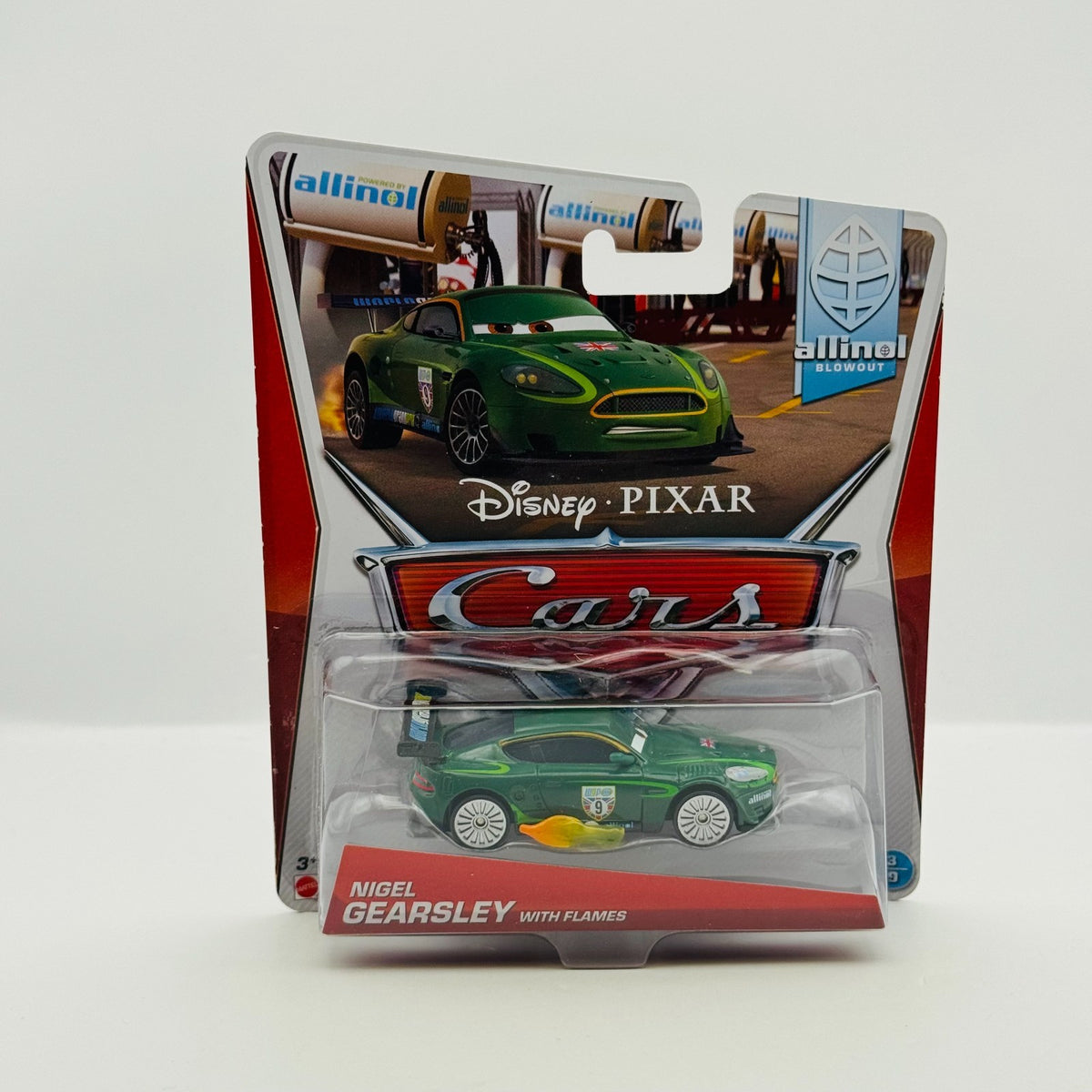 Disney Pixar Cars NIGIEL GEARSLEY WITH FLAMES Allinol Blowout 2014 1:55 Diecast