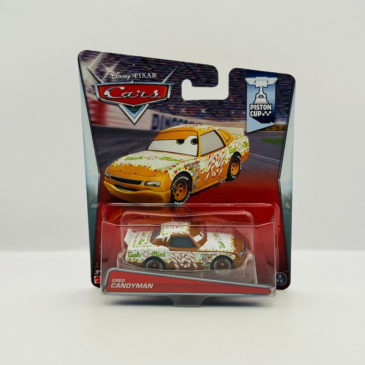 Disney Pixar Cars - TACH O MINT GREG CANDYMAN Piston Cup 2015 - 1:55 Diecast