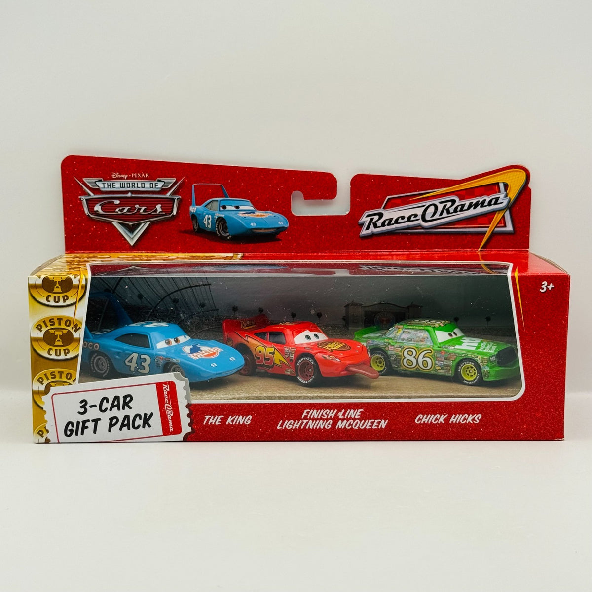 Disney Pixar Cars - CHICK HICKS KING FINISH LINE MCQUEEN 3-PK 2009- 1:55 Diecast
