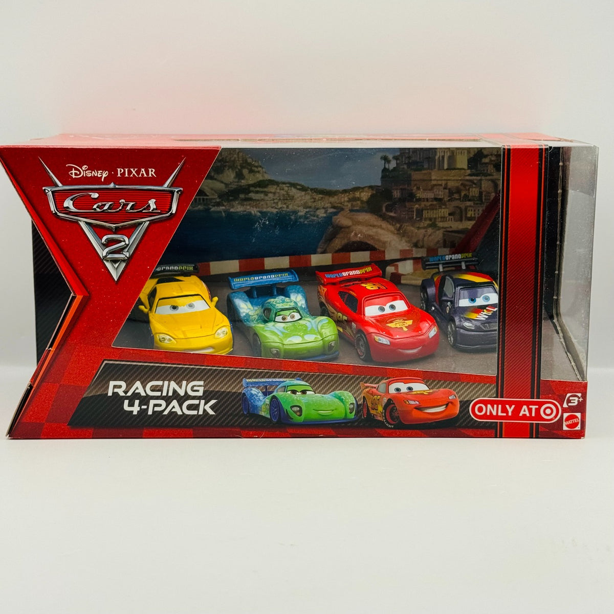 Disney Pixar Cars - CARS 2 WGP RACING 4-PK CARLA JEFF MAX SCHNELL - 1:55 Diecast