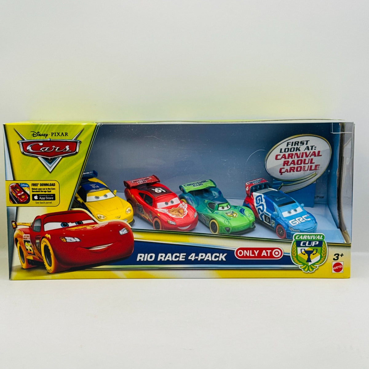 Disney Pixar Cars - CARNIVAL CUP RIO RACE 4-PK RAOUL CARLA MCQUEEN- 1:55 Diecast