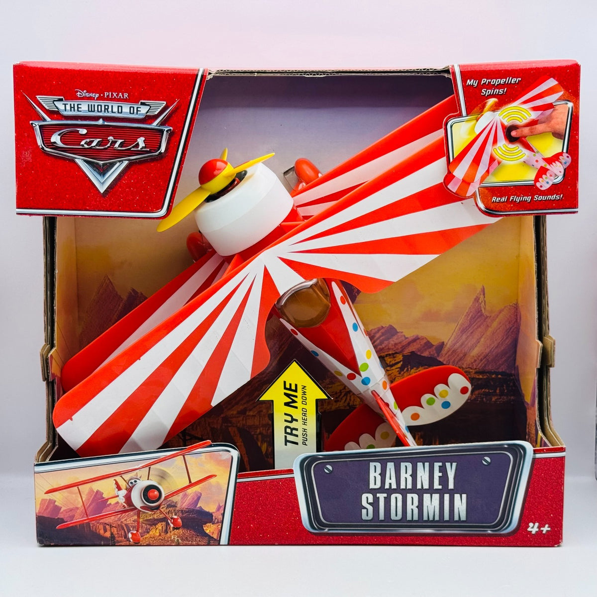 Disney Pixar Cars - LARGE TALKING BARNEY STORMIN PLANE 2008 - 1:24 Scale