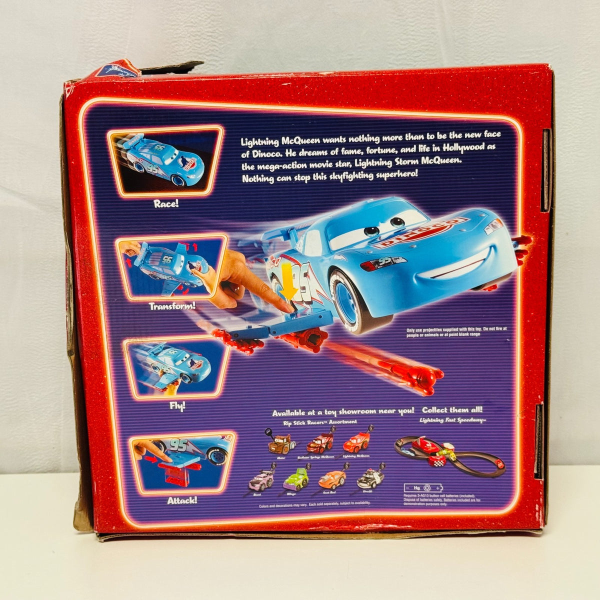 Disney Pixar Cars - LARGE TRANSFORMING LIGHTNING STORM MCQUEEN 2007 - 1:24 Scale