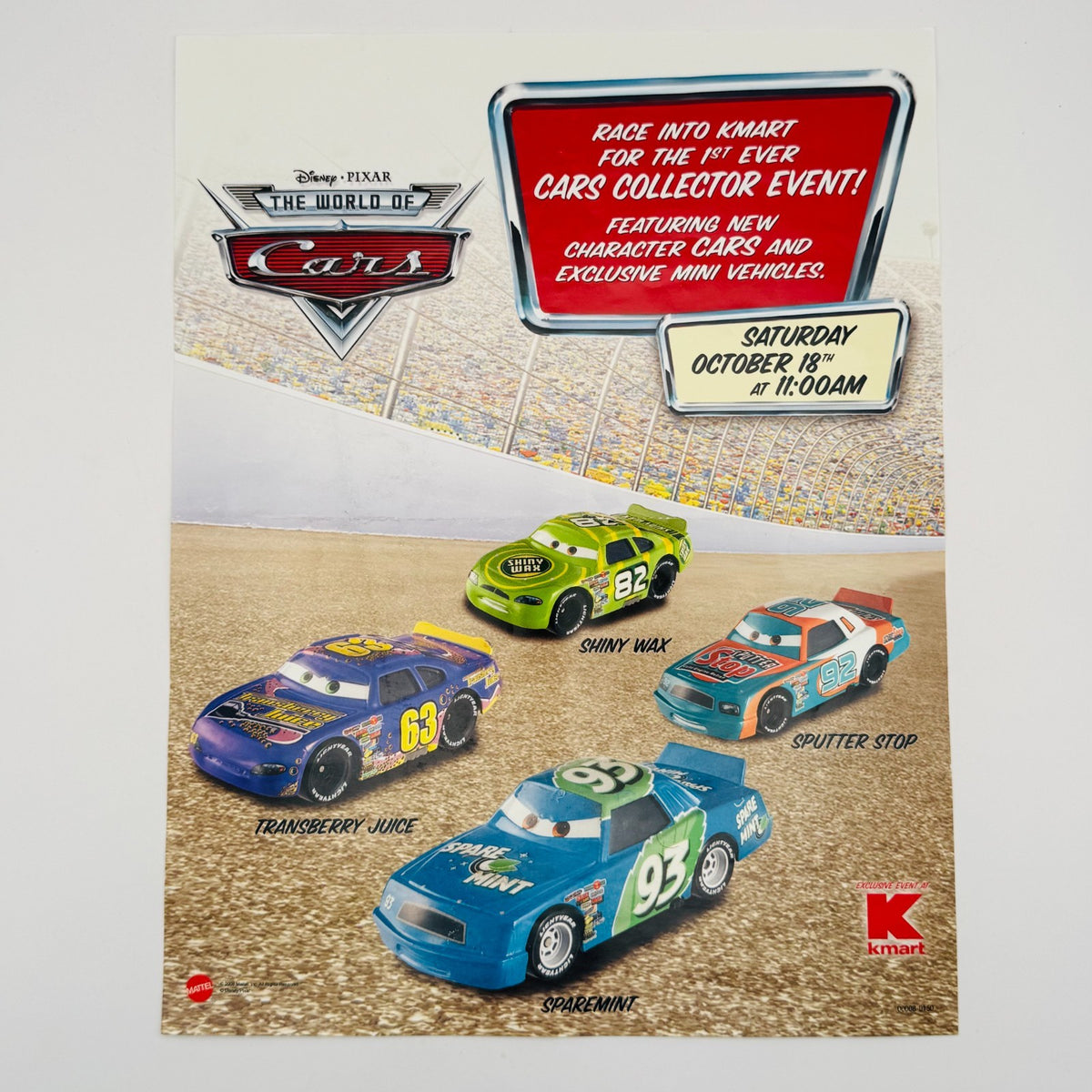 Disney Pixar Cars - 2008 KMART COLLECTOR EVENT POSTER 8.5x11" - 1:55 Diecast
