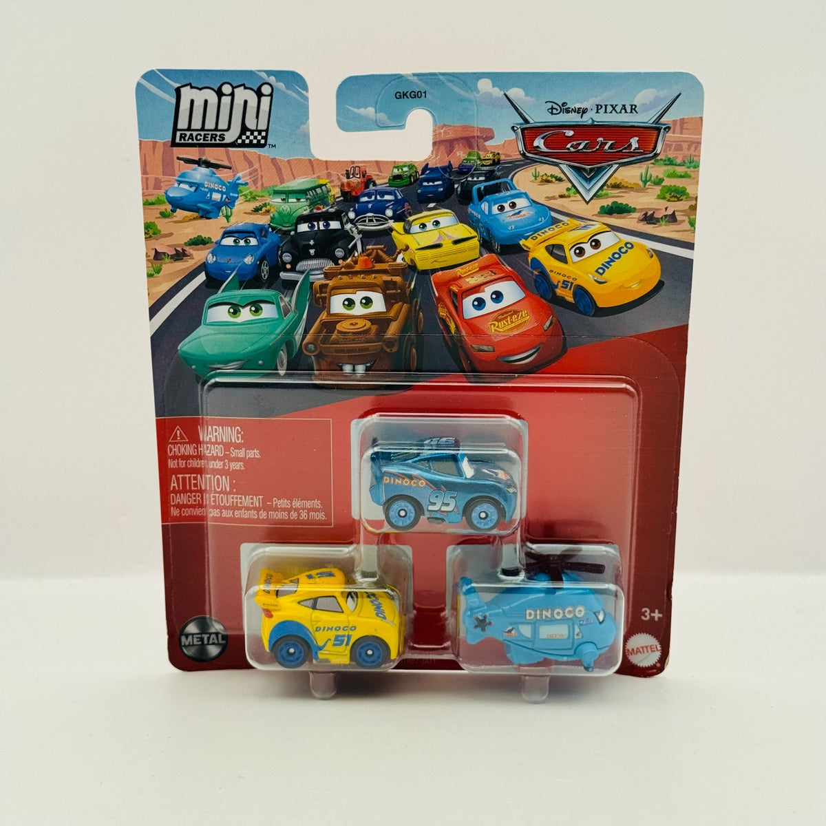 Disney Pixar Cars - Mini Racers METALLIC DINOCO MCQUEEN ROTOR CRUZ 3-PK -Diecast