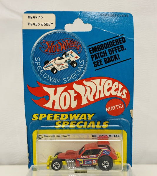 Hot Wheels - SPEEDWAY SPECIALS GREASED GREMLIN NO. 2502 1977 PATCH CARD - 1:64