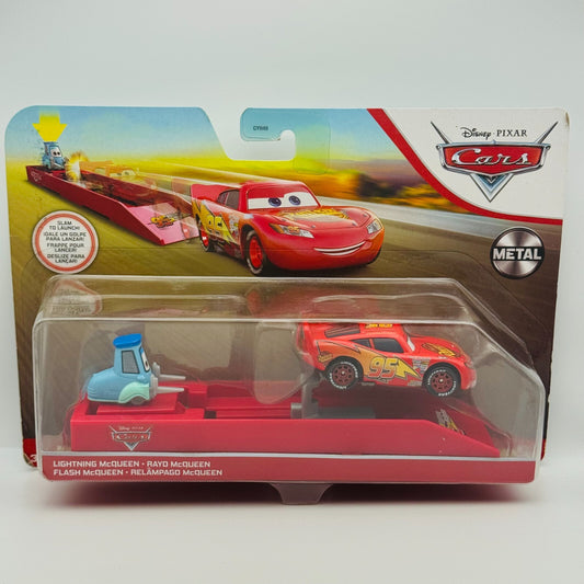 Disney Pixar Cars - LIGHTNING MCQUEEN & GUIDO PITTY LAUNCHER - 1:55 Diecast