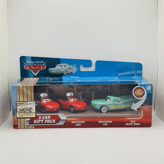 Disney Pixar Cars - WAITRESS MIA TIA FLO WITH TRAY 3-Pack 2010 - 1:55 Diecast