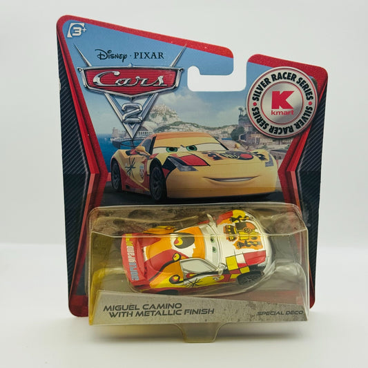 Disney Pixar Cars - METALLIC SILVER MIGUEL CAMINO Cars 2 2012 - 1:55 Diecast
