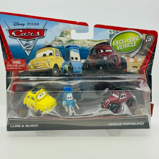 Disney Pixar Cars RACE TEAM LUIGI GUIDO & UNCLE TOPOLINO 2011 1:55 Diecast TAPED