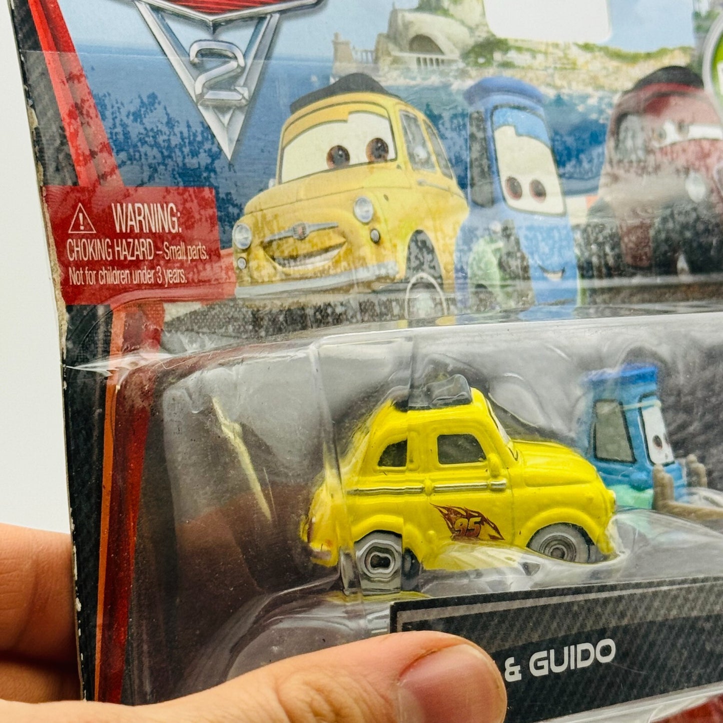 Disney Pixar Cars RACE TEAM LUIGI GUIDO & UNCLE TOPOLINO 2011 1:55 Diecast TAPED