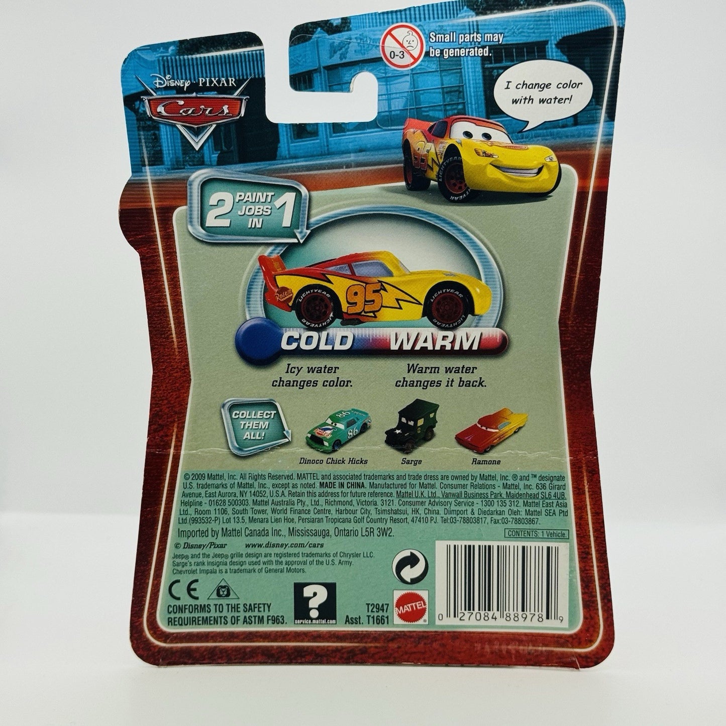 Disney Pixar Cars - COLOR CHANGERS CARS 1 LIGHTNING MCQUEEN 2010 1:55 Scale RARE