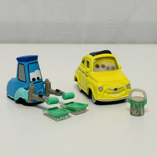 Disney Pixar Cars - GUIDO WITH PAINT ROLLER & LUIGI WITH BUCKET - 1:55 Diecast