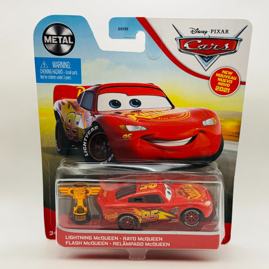 Disney Pixar Cars - MCQUEEN WITH PISTON CUP TROPHY - 1:55 Diecast IMPERFECT BOX