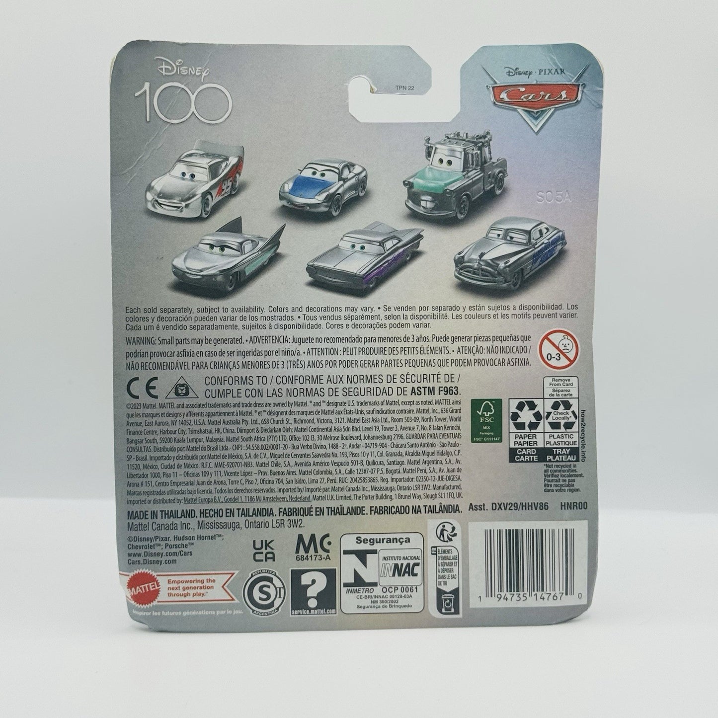Disney Pixar Cars - DISNEY 100 FABULOUS HUDSON HORNET SILVER DOC - 1:55 Diecast