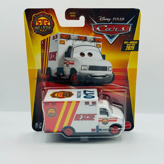 Disney Pixar Cars - RACE & RESCUE MORGAN MARTINS AMBULANCE 2025 - 1:55 Diecast