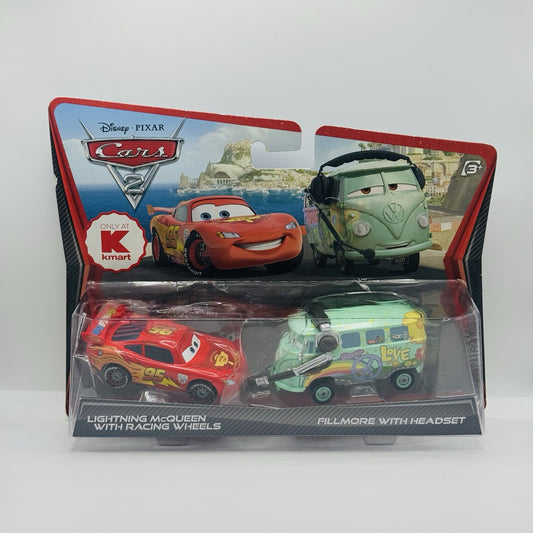 Disney Pixar Cars - WGP MCQUEEN & RACE TEAM FILLMORE WITH HEADSET - 1:55 Diecast